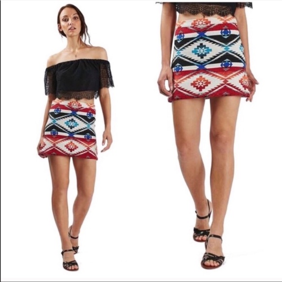 Topshop Dresses & Skirts - TOPSHOP Southwest Jacquard Mini Skirt